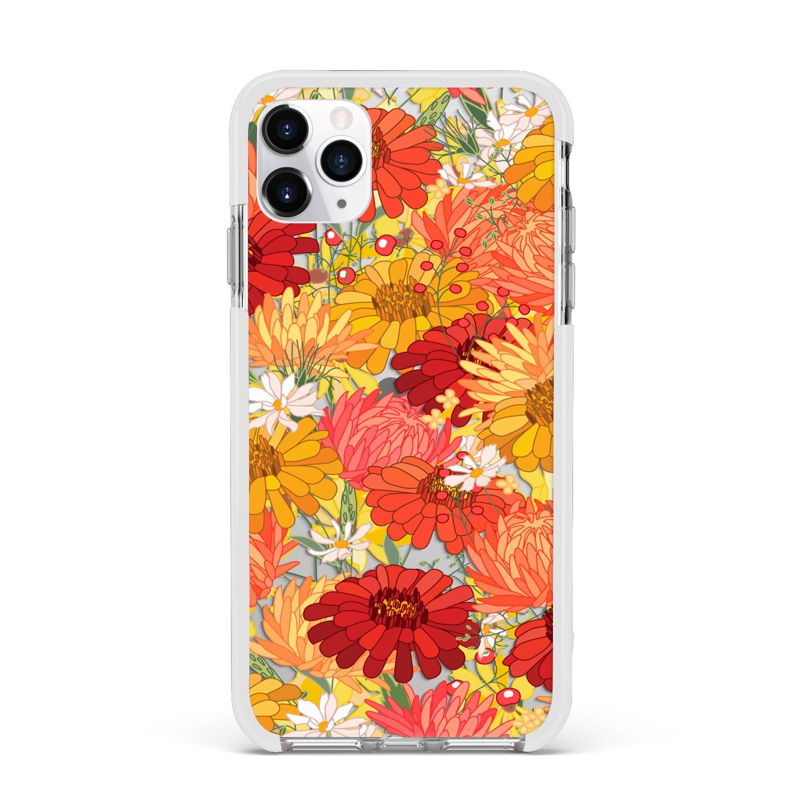 Floral Gerbera Apple iPhone 11 Pro Max in Silver with White Impact Case