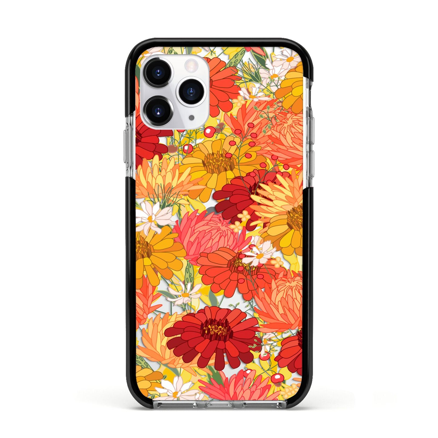 Floral Gerbera Apple iPhone 11 Pro in Silver with Black Impact Case