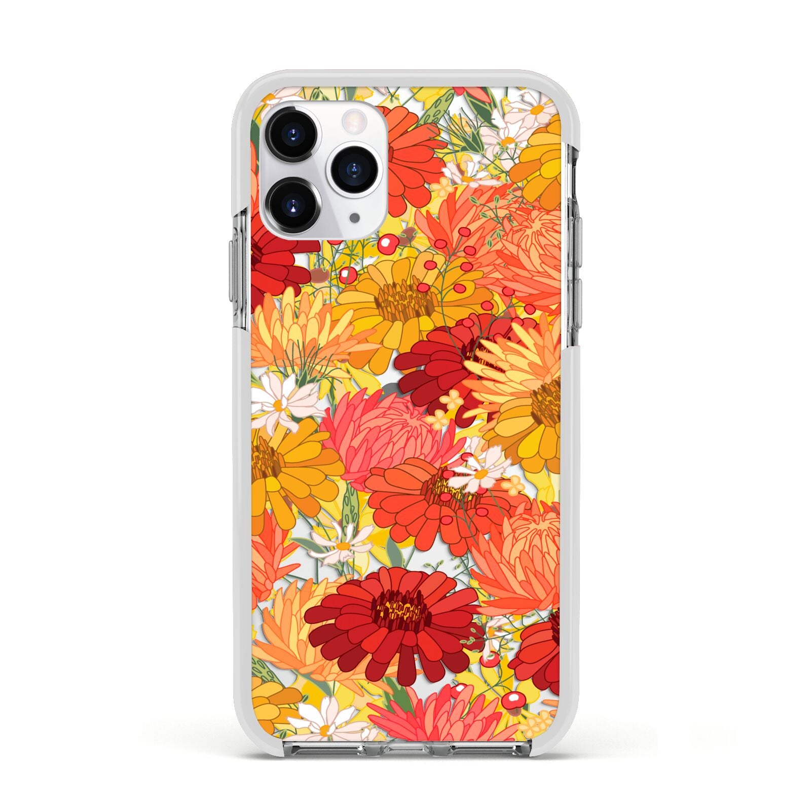 Floral Gerbera Apple iPhone 11 Pro in Silver with White Impact Case