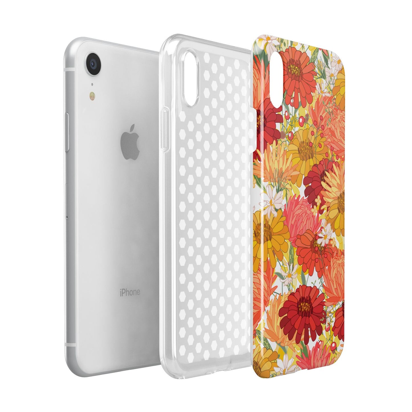 Floral Gerbera Apple iPhone XR White 3D Tough Case Expanded view