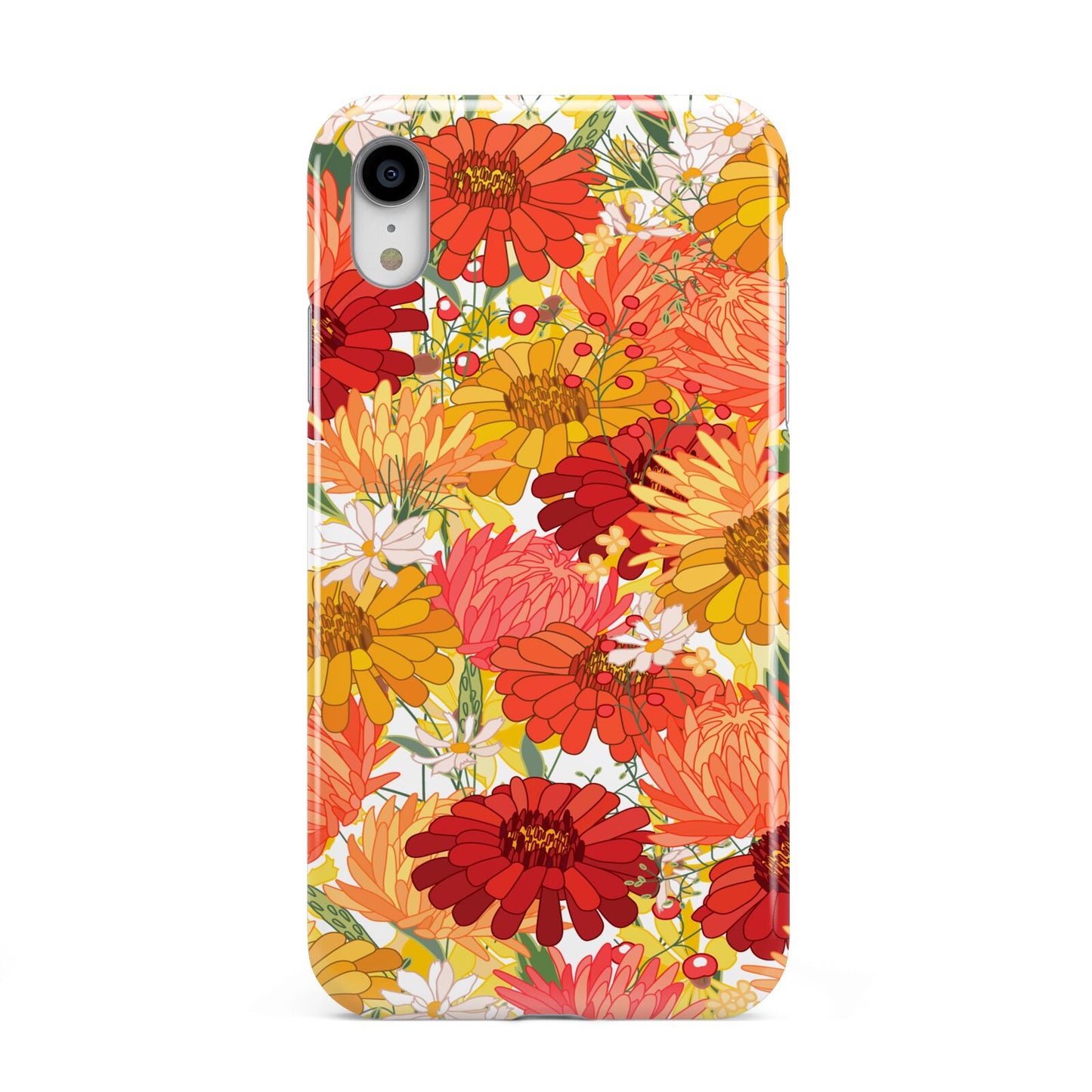 Floral Gerbera Apple iPhone XR White 3D Tough Case