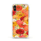 Floral Gerbera Apple iPhone Xs Impact Case White Edge on Gold Phone