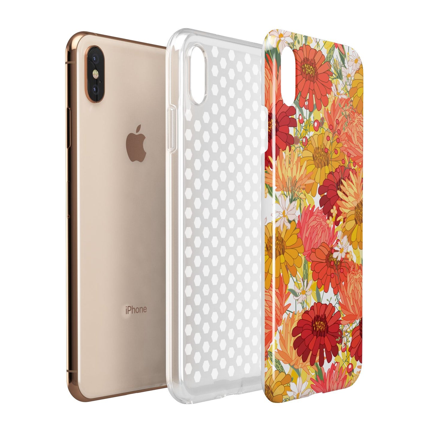 Floral Gerbera Apple iPhone Xs Max 3D Tough Case Expanded View