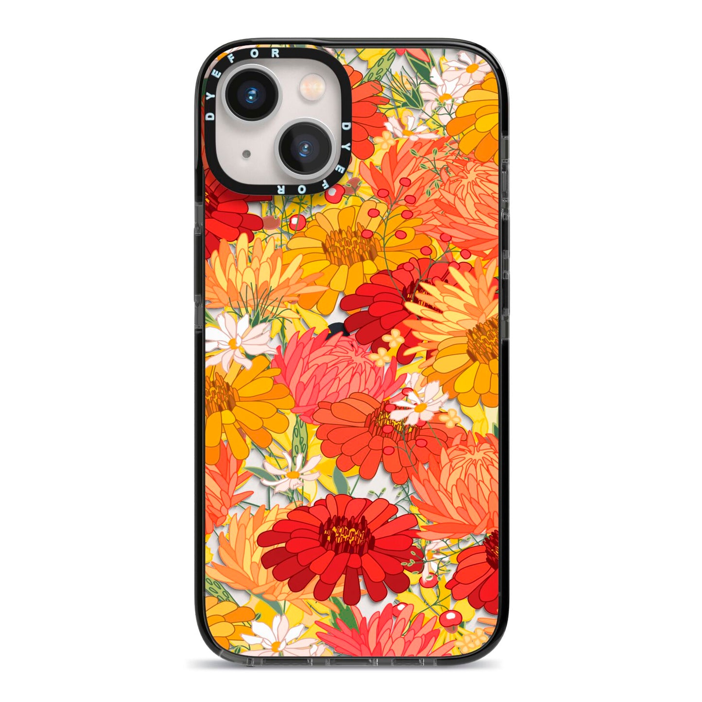 Floral Gerbera iPhone 13 Black Impact Case on Silver phone