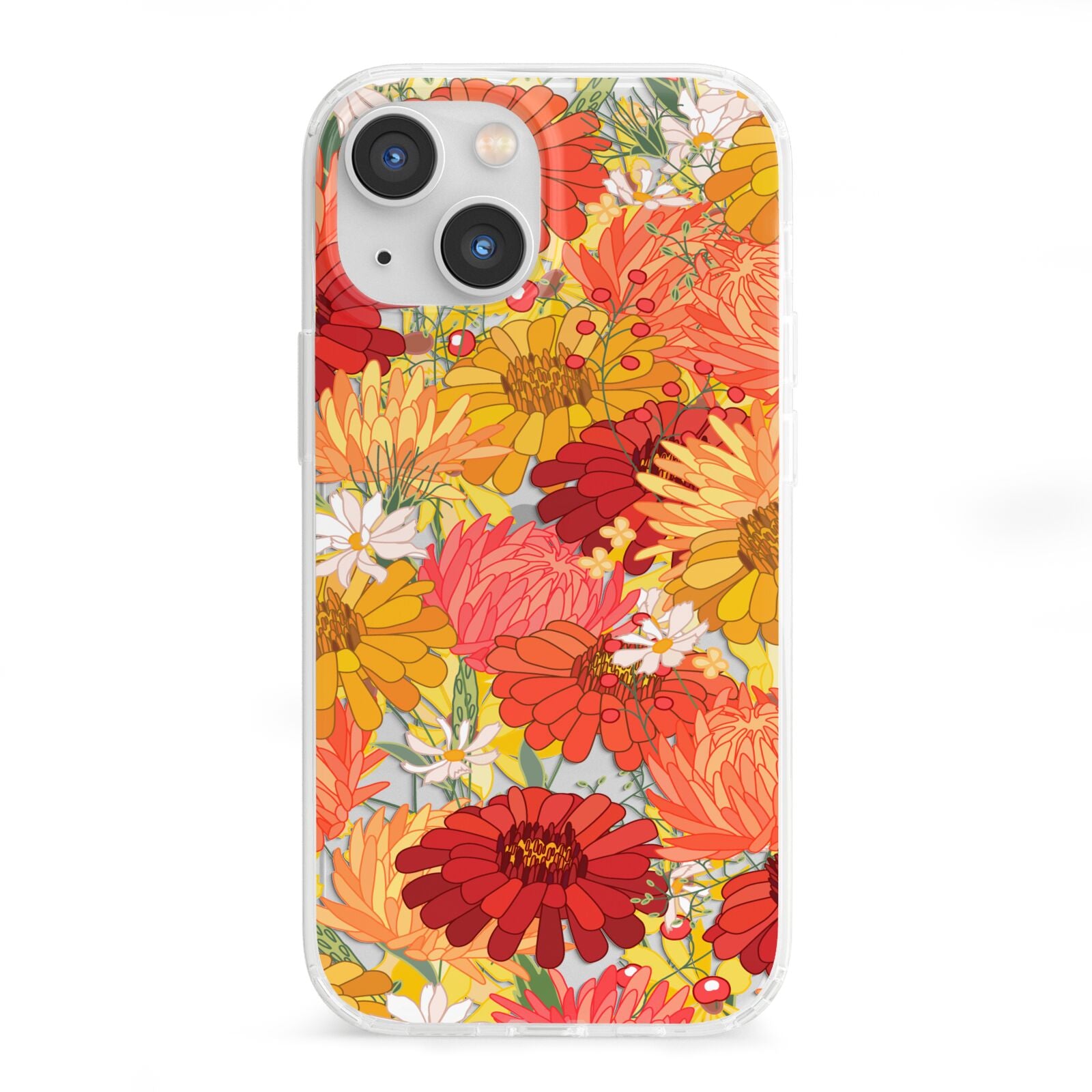Floral Gerbera iPhone 13 Mini Clear Bumper Case