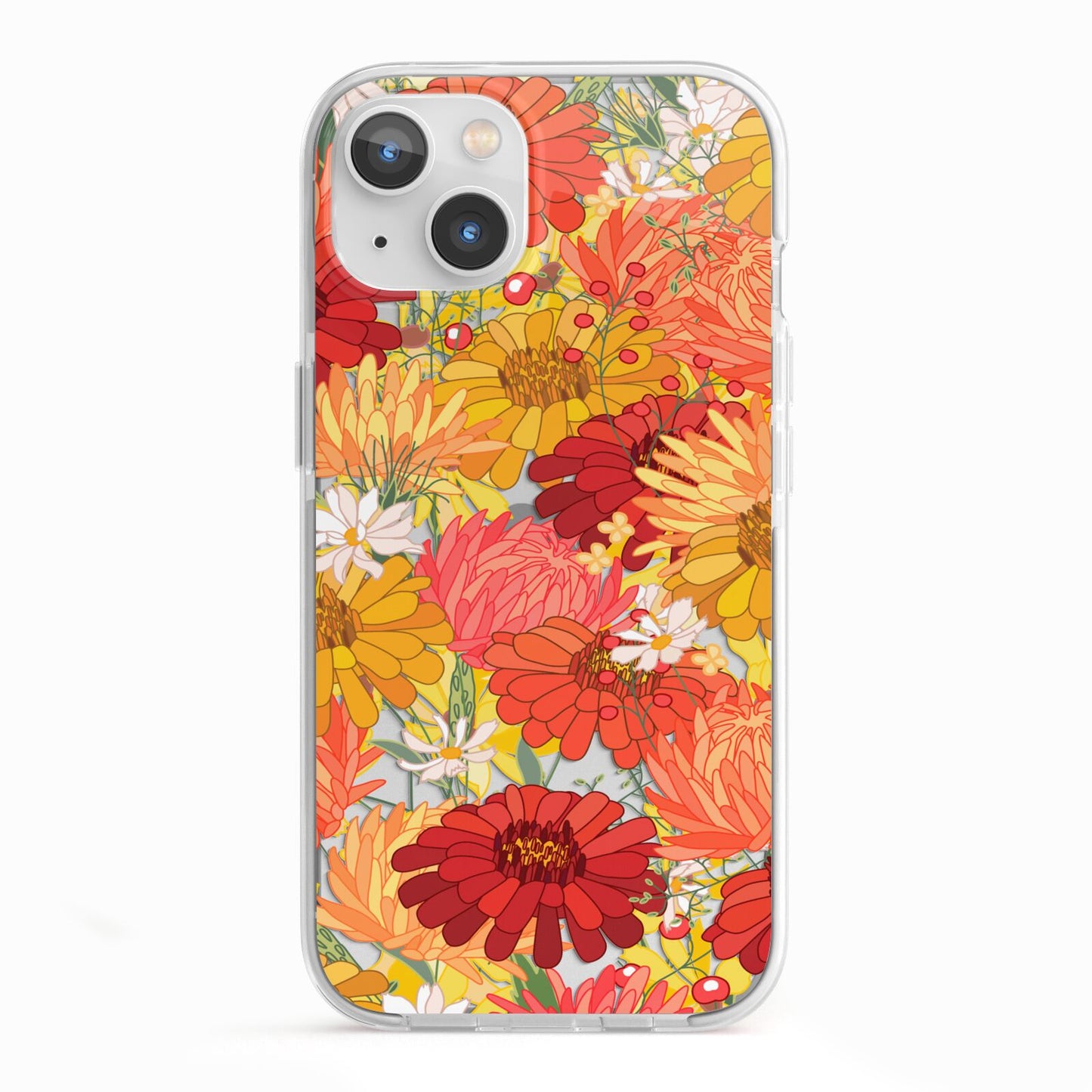 Floral Gerbera iPhone 13 TPU Impact Case with White Edges