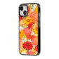 Floral Gerbera iPhone 14 Black Impact Case Side Angle on Silver phone