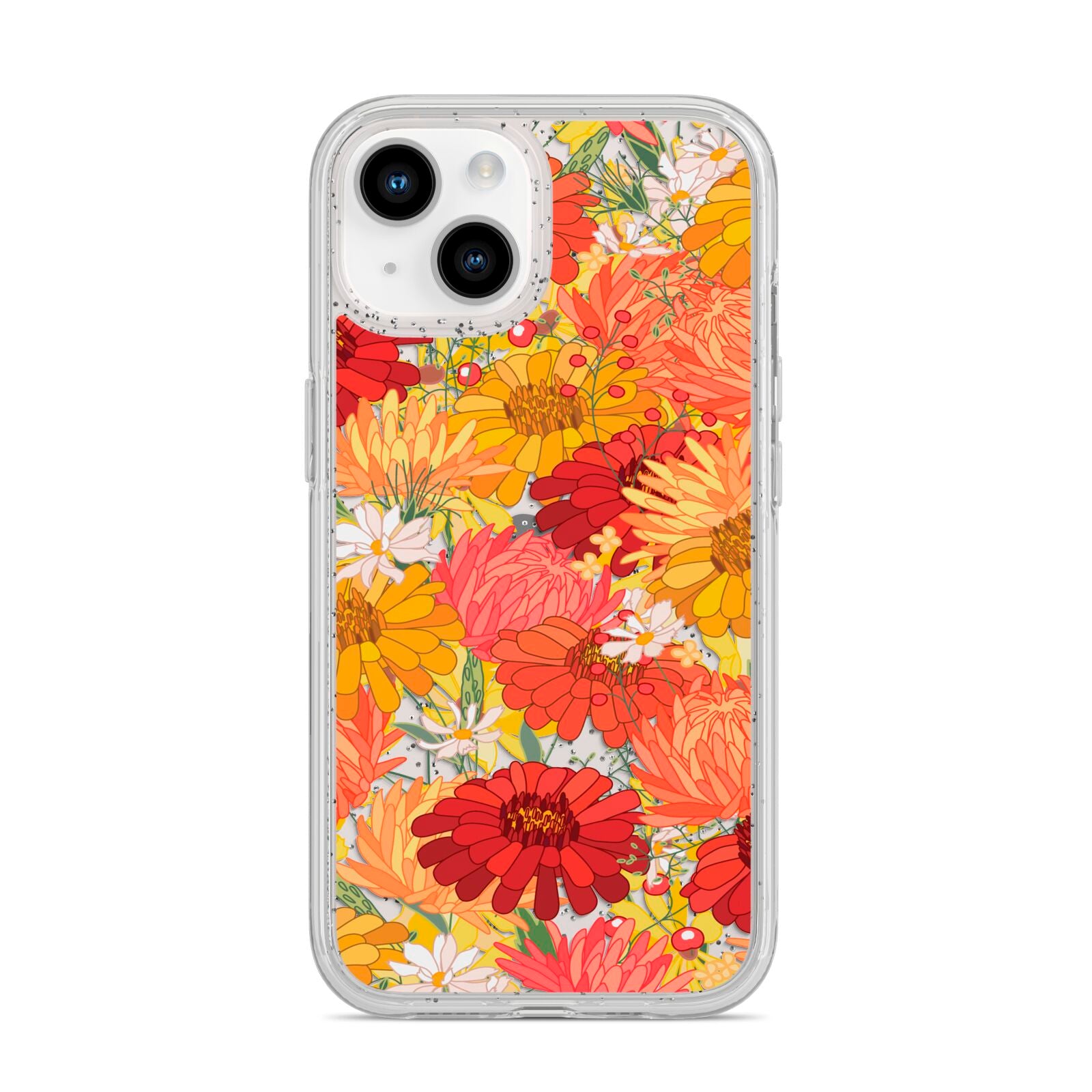 Floral Gerbera iPhone 14 Glitter Tough Case Starlight