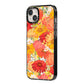 Floral Gerbera iPhone 14 Plus Black Impact Case Side Angle on Silver phone