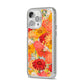 Floral Gerbera iPhone 14 Pro Max Clear Tough Case Silver Angled Image