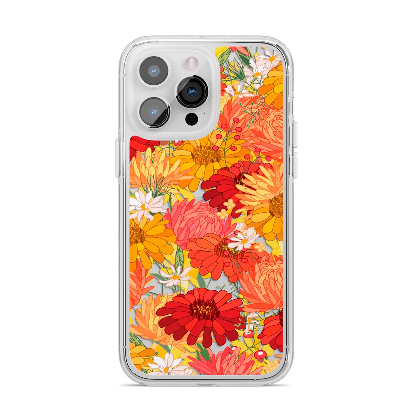Floral Gerbera iPhone 14 Pro Max Clear Tough Case Silver