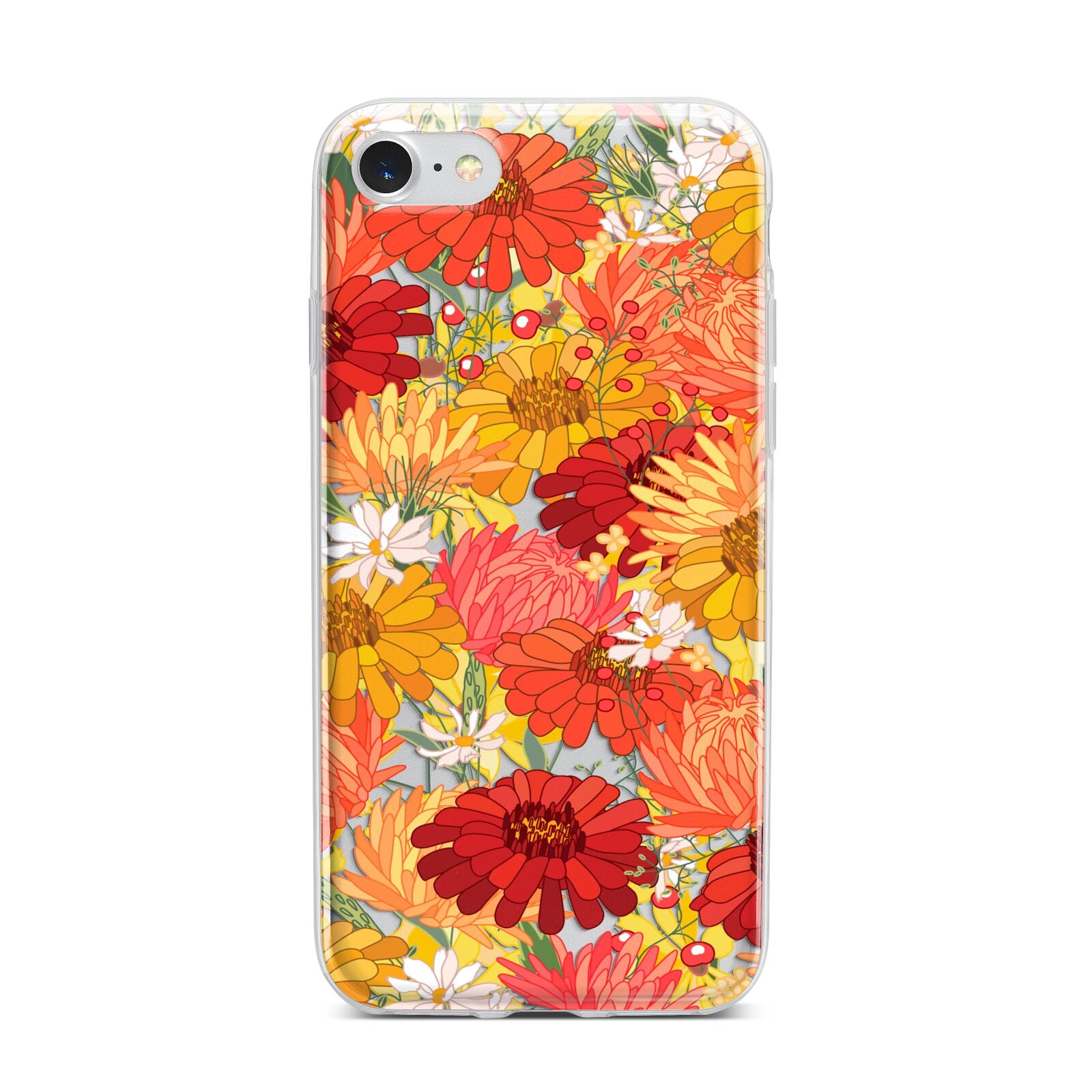 Floral Gerbera iPhone 7 Bumper Case on Silver iPhone