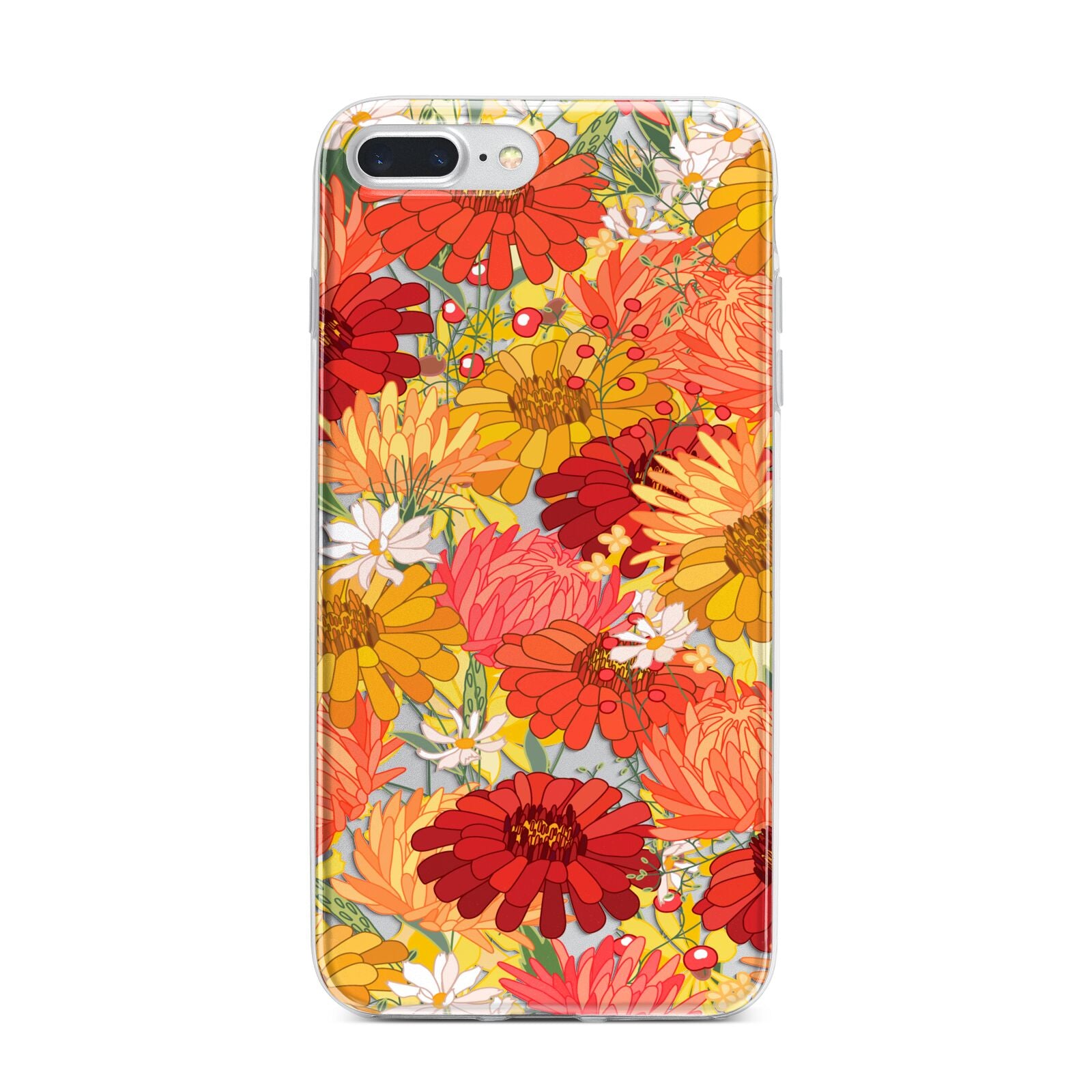 Floral Gerbera iPhone 7 Plus Bumper Case on Silver iPhone