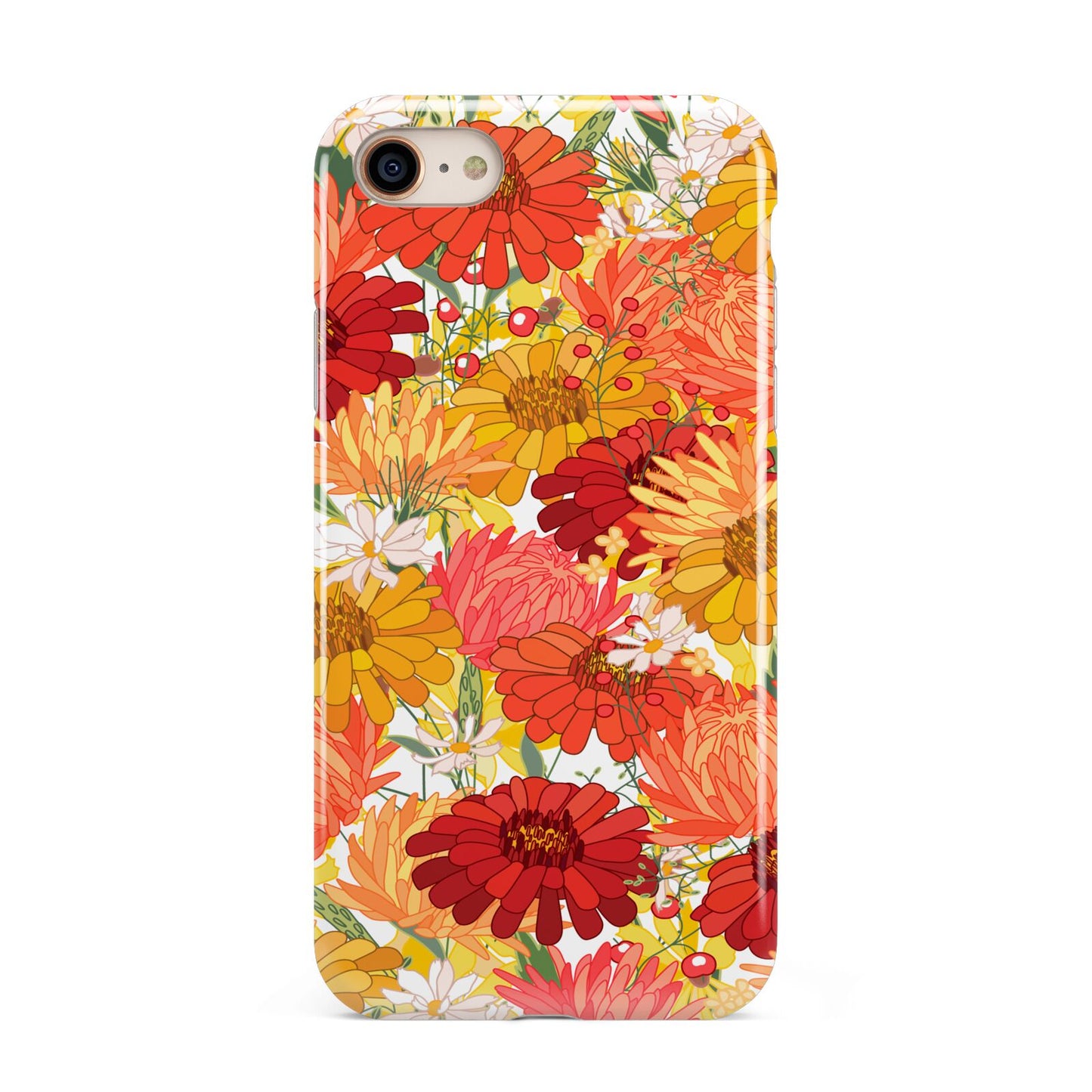 Floral Gerbera iPhone 8 3D Tough Case on Gold Phone