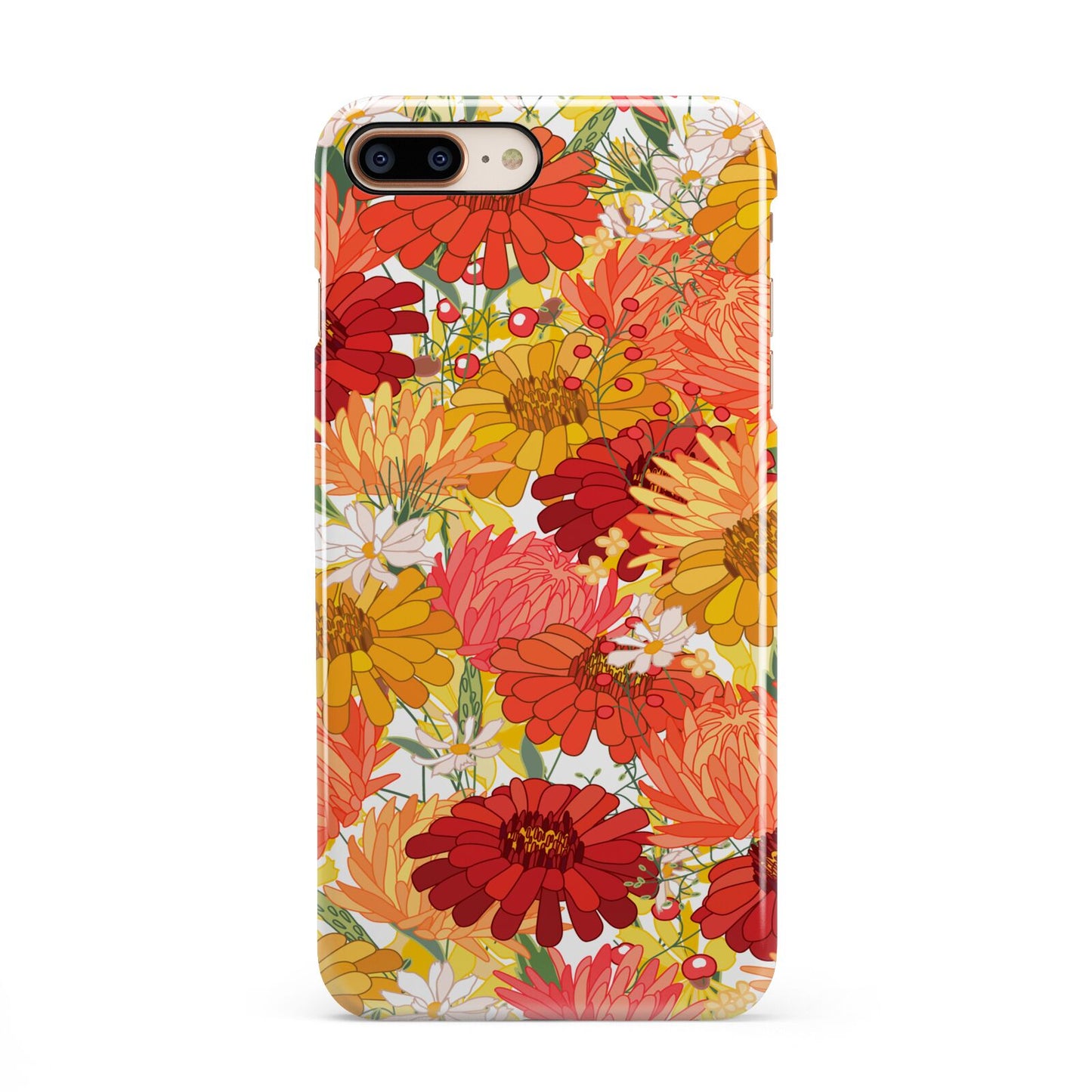 Floral Gerbera iPhone 8 Plus 3D Snap Case on Gold Phone