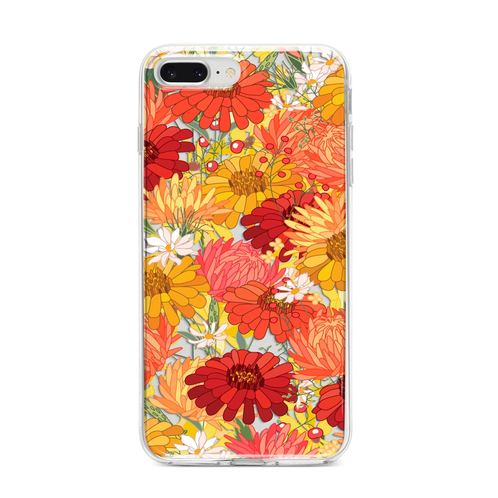 Floral Gerbera iPhone 8 Plus Bumper Case on Silver iPhone