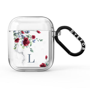 Floral Marble Monogram Personalised AirPods Case