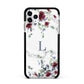 Floral Marble Monogram Personalised Apple iPhone 11 Pro Max in Silver with Black Impact Case
