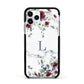 Floral Marble Monogram Personalised Apple iPhone 11 Pro in Silver with Black Impact Case