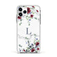 Floral Marble Monogram Personalised Apple iPhone 11 Pro in Silver with White Impact Case