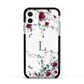 Floral Marble Monogram Personalised Apple iPhone 11 in White with Black Impact Case