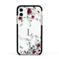 Floral Marble Monogram Personalised Apple iPhone 11 in White with Black Impact Case