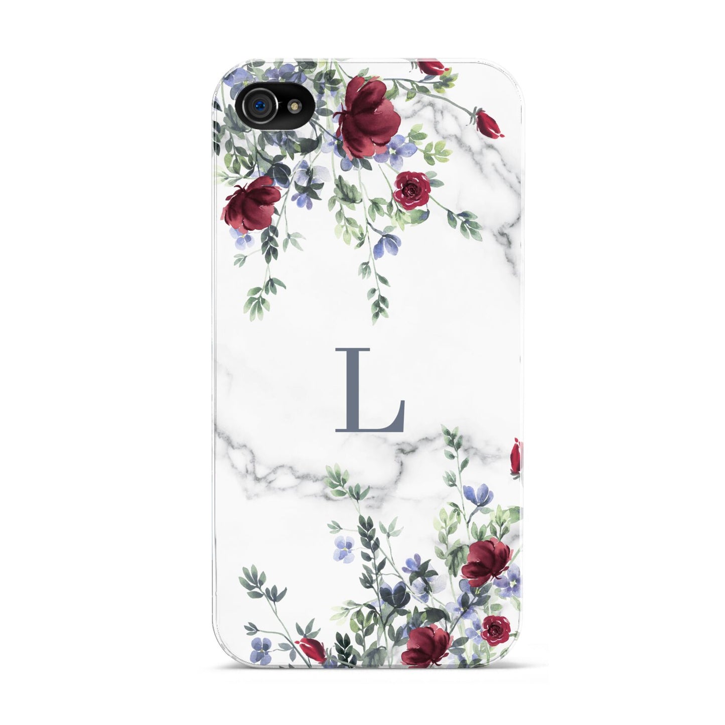 Floral Marble Monogram Personalised Apple iPhone 4s Case