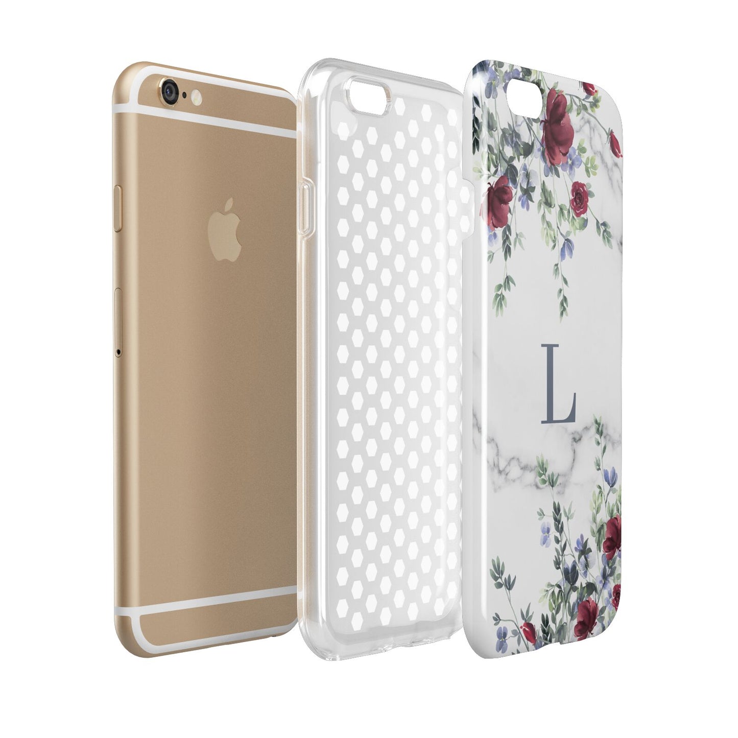 Floral Marble Monogram Personalised Apple iPhone 6 3D Tough Case Expanded view