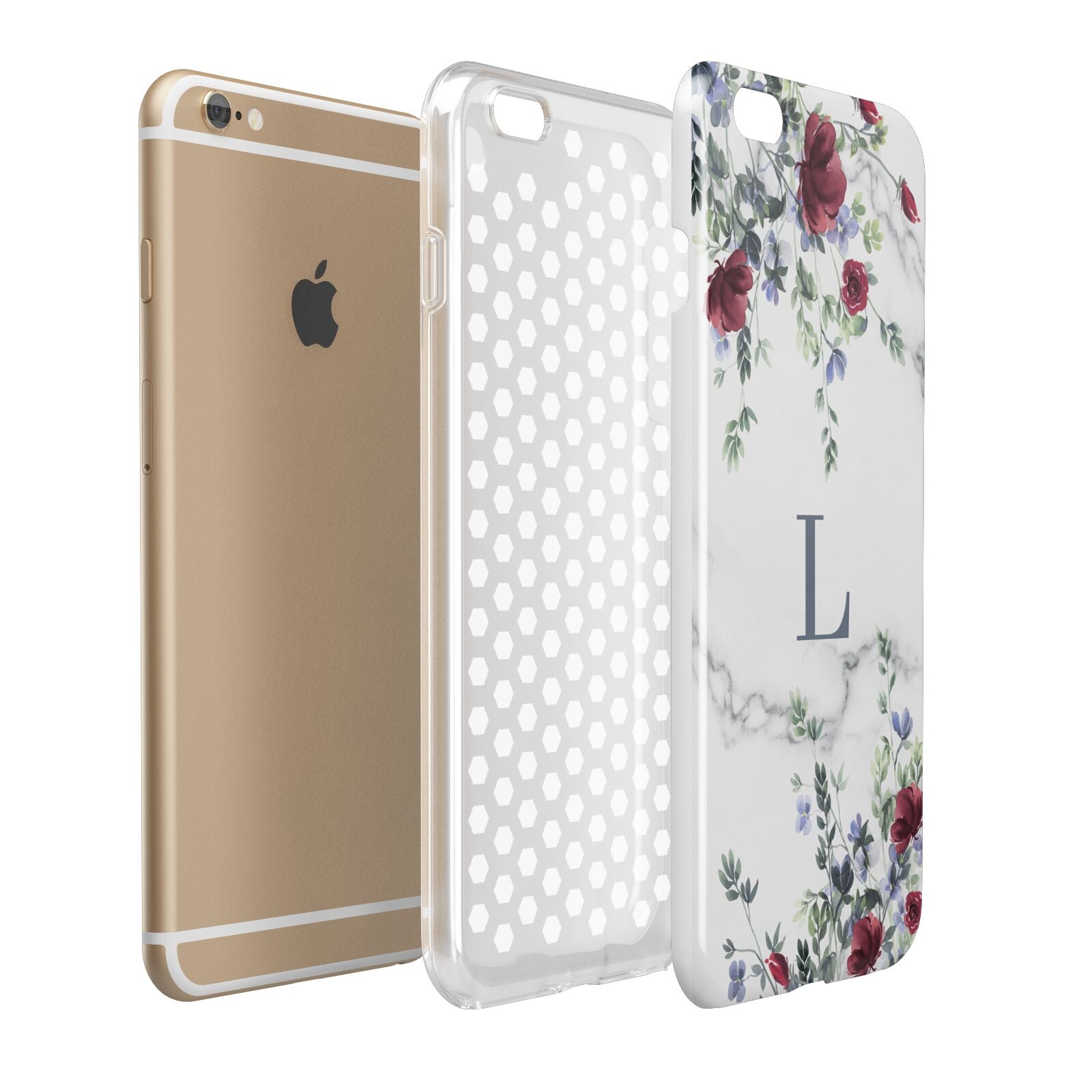Floral Marble Monogram Personalised Apple iPhone 6 Plus 3D Tough Case Expand Detail Image