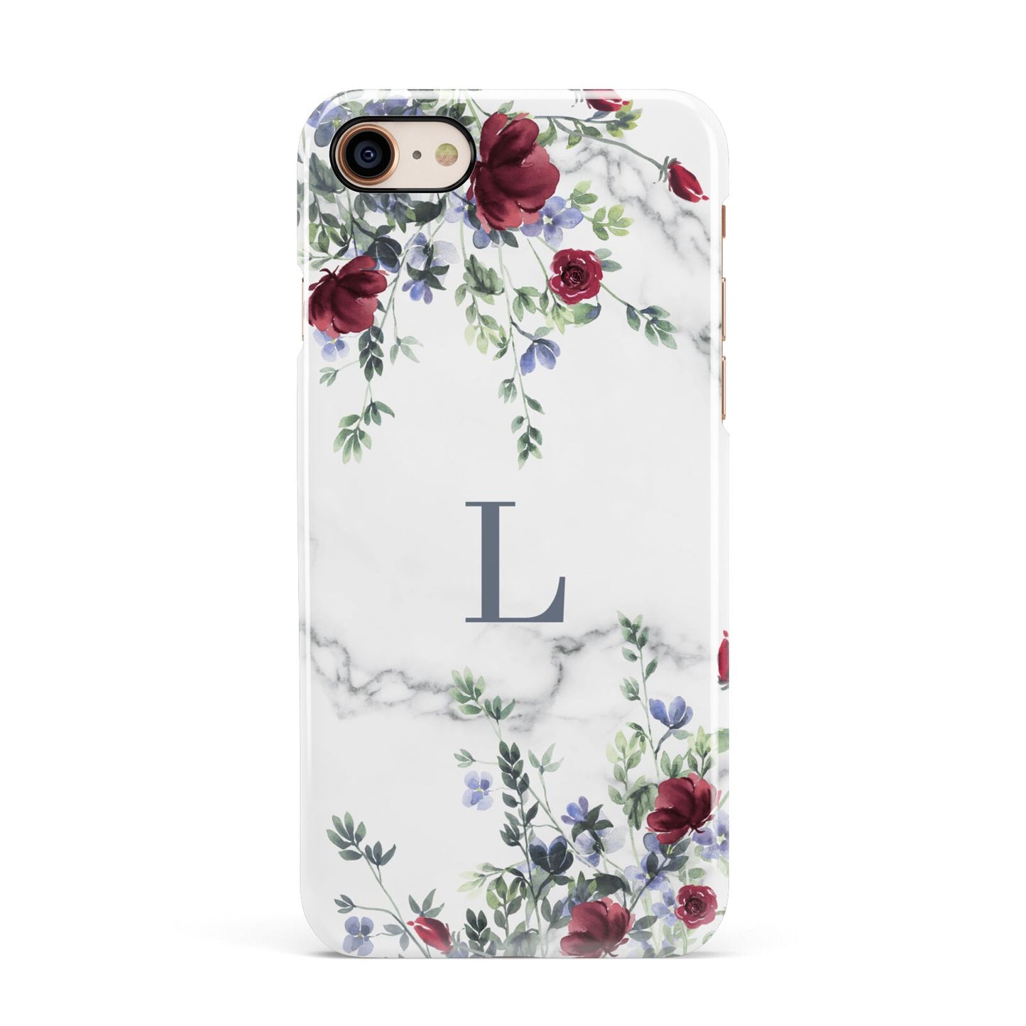 Floral Marble Monogram Personalised Apple iPhone 7 8 3D Snap Case