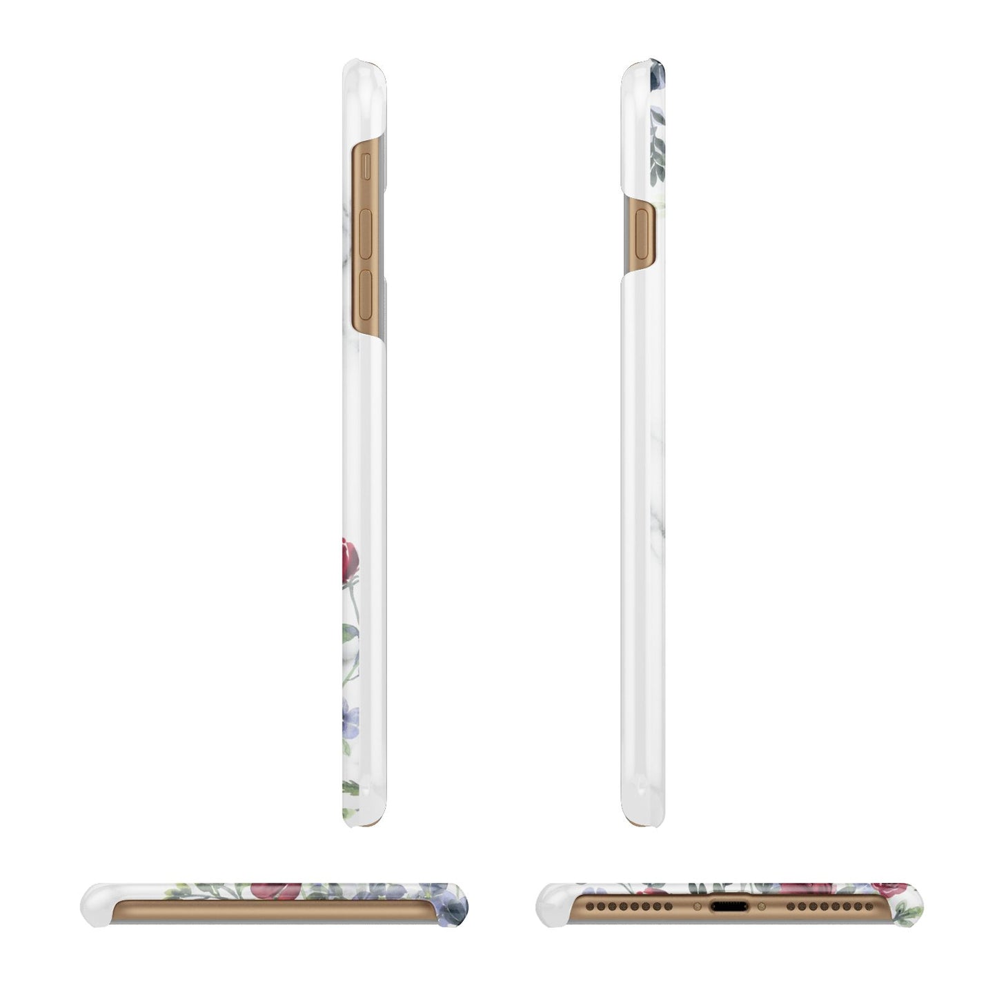 Floral Marble Monogram Personalised Apple iPhone 7 Plus 3D Wrap Snap Case Angled Images