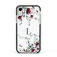 Floral Marble Monogram Personalised Apple iPhone XR Impact Case Black Edge on Silver Phone