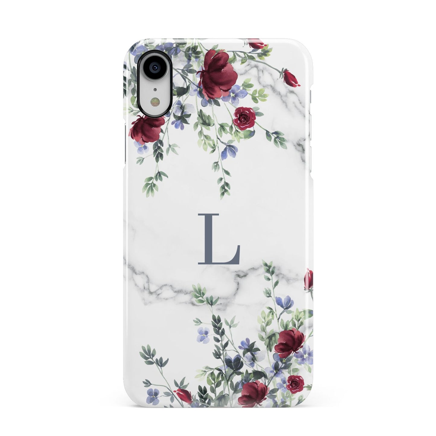 Floral Marble Monogram Personalised Apple iPhone XR White 3D Snap Case