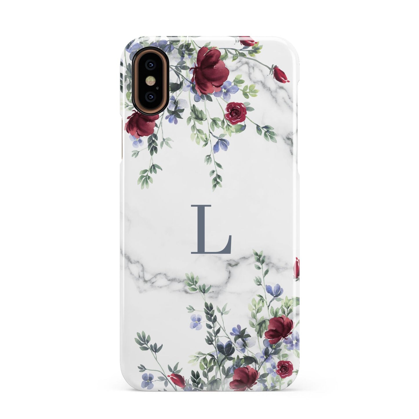Floral Marble Monogram Personalised Apple iPhone XS 3D Snap Case