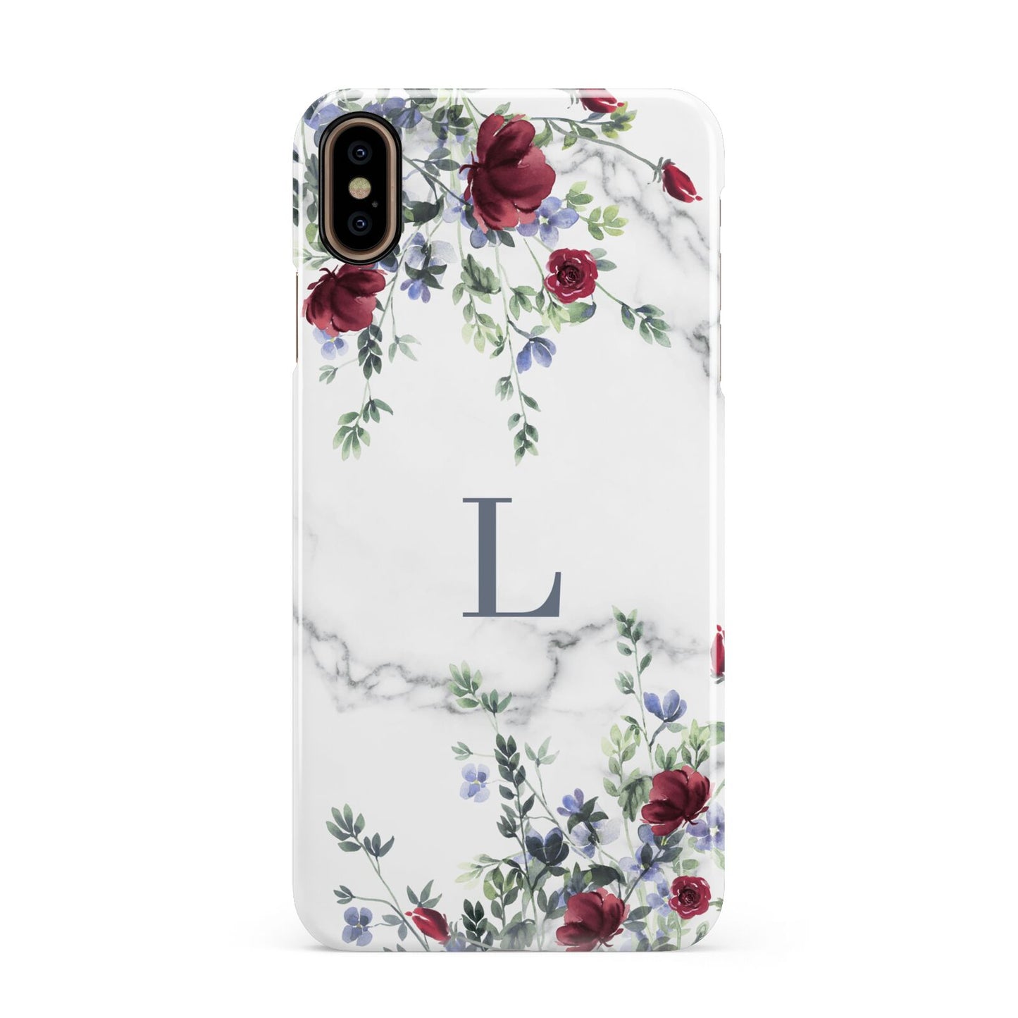 Floral Marble Monogram Personalised Apple iPhone Xs Max 3D Snap Case