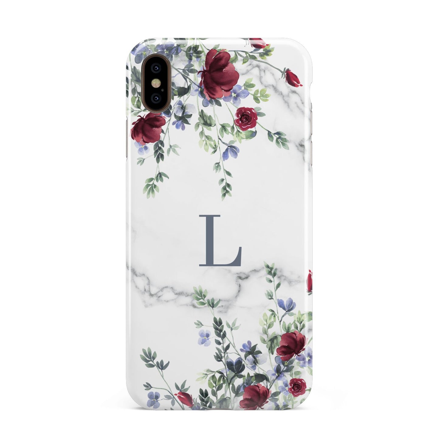 Floral Marble Monogram Personalised Apple iPhone Xs Max 3D Tough Case