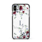 Floral Marble Monogram Personalised Apple iPhone Xs Max Impact Case Black Edge on Black Phone