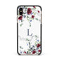 Floral Marble Monogram Personalised Apple iPhone Xs Max Impact Case Black Edge on Gold Phone