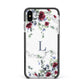 Floral Marble Monogram Personalised Apple iPhone Xs Max Impact Case Black Edge on Silver Phone
