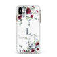 Floral Marble Monogram Personalised Apple iPhone Xs Max Impact Case White Edge on Gold Phone