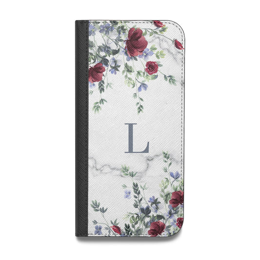 Floral Marble Monogram Personalised Vegan Leather Flip Samsung Case