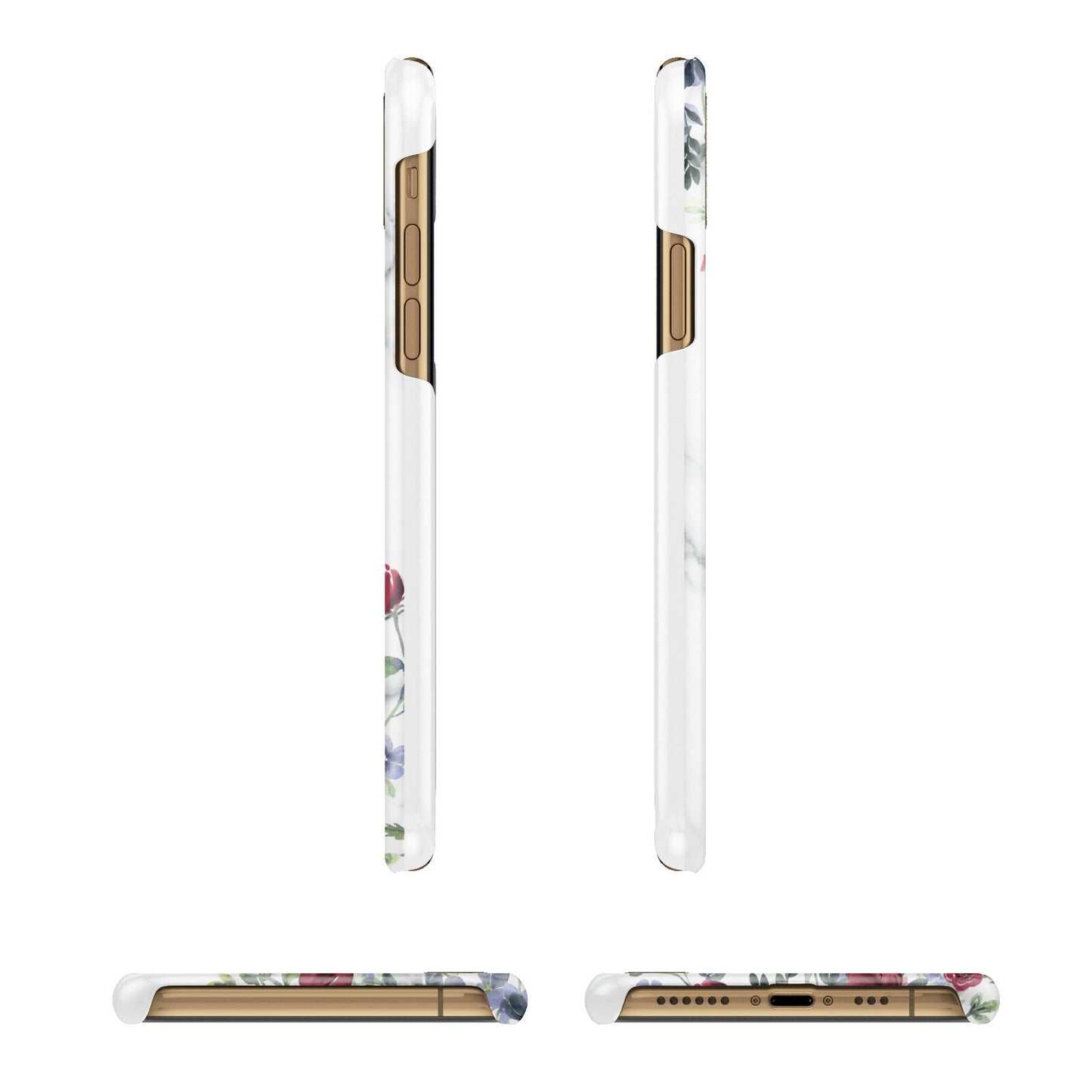 Floral Marble Monogram Personalised iPhone 11 3D Snap Case Angle Images