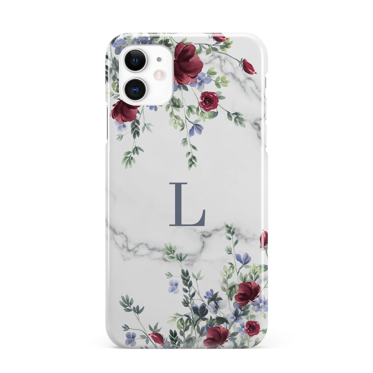 Floral Marble Monogram Personalised iPhone 11 3D Snap Case
