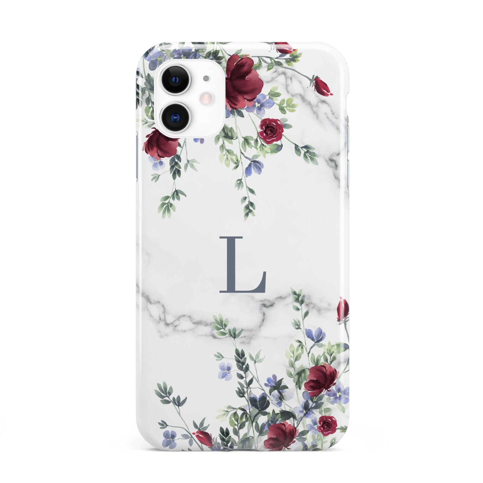 Floral Marble Monogram Personalised iPhone 11 3D Tough Case