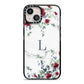Floral Marble Monogram Personalised iPhone 13 Black Impact Case on Silver phone