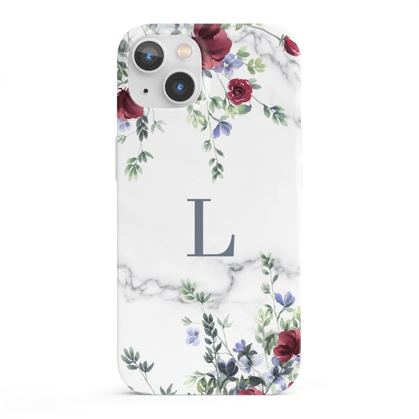 Floral Marble Monogram Personalised iPhone 13 Full Wrap 3D Snap Case
