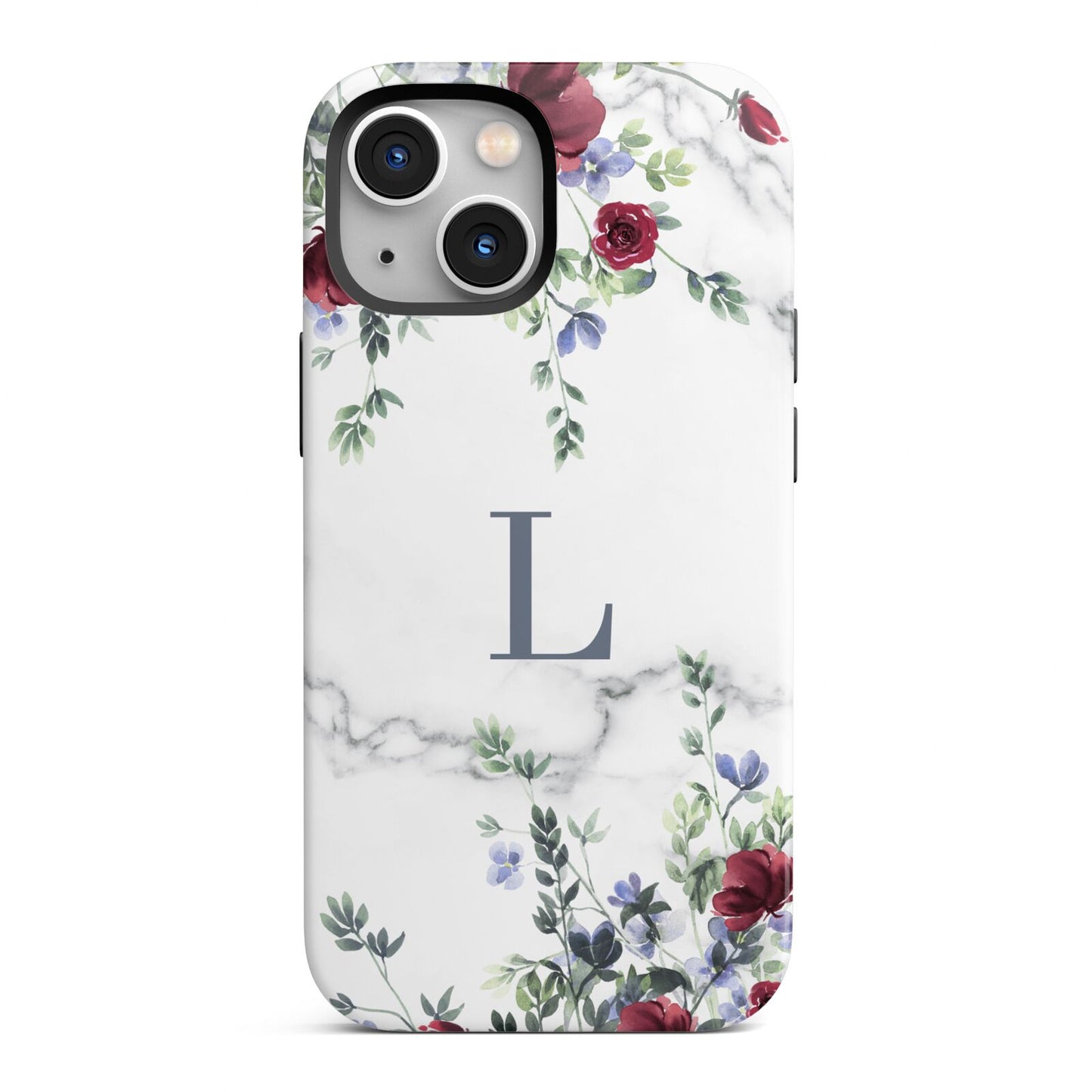 Floral Marble Monogram Personalised iPhone 13 Mini Full Wrap 3D Tough Case