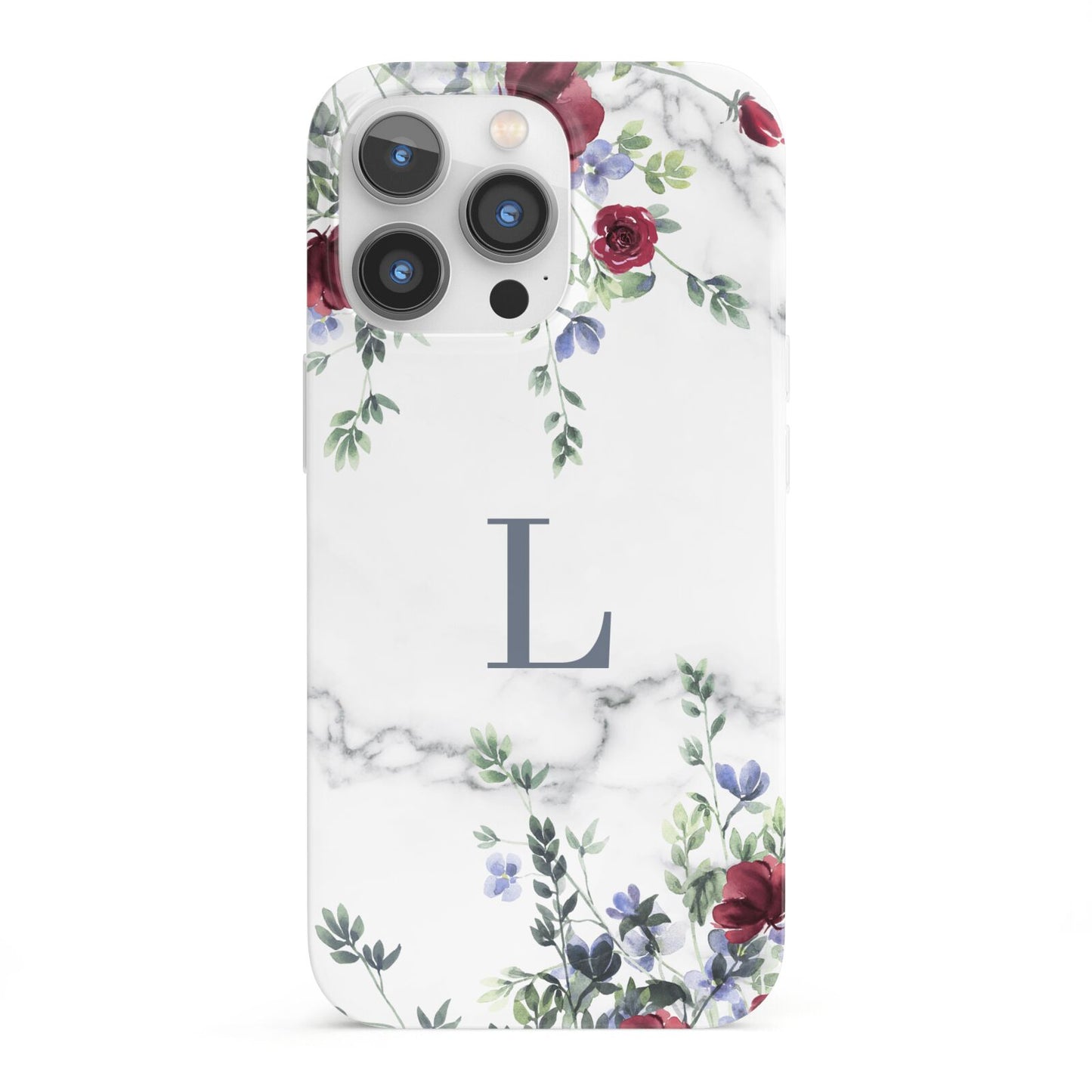 Floral Marble Monogram Personalised iPhone 13 Pro Full Wrap 3D Snap Case