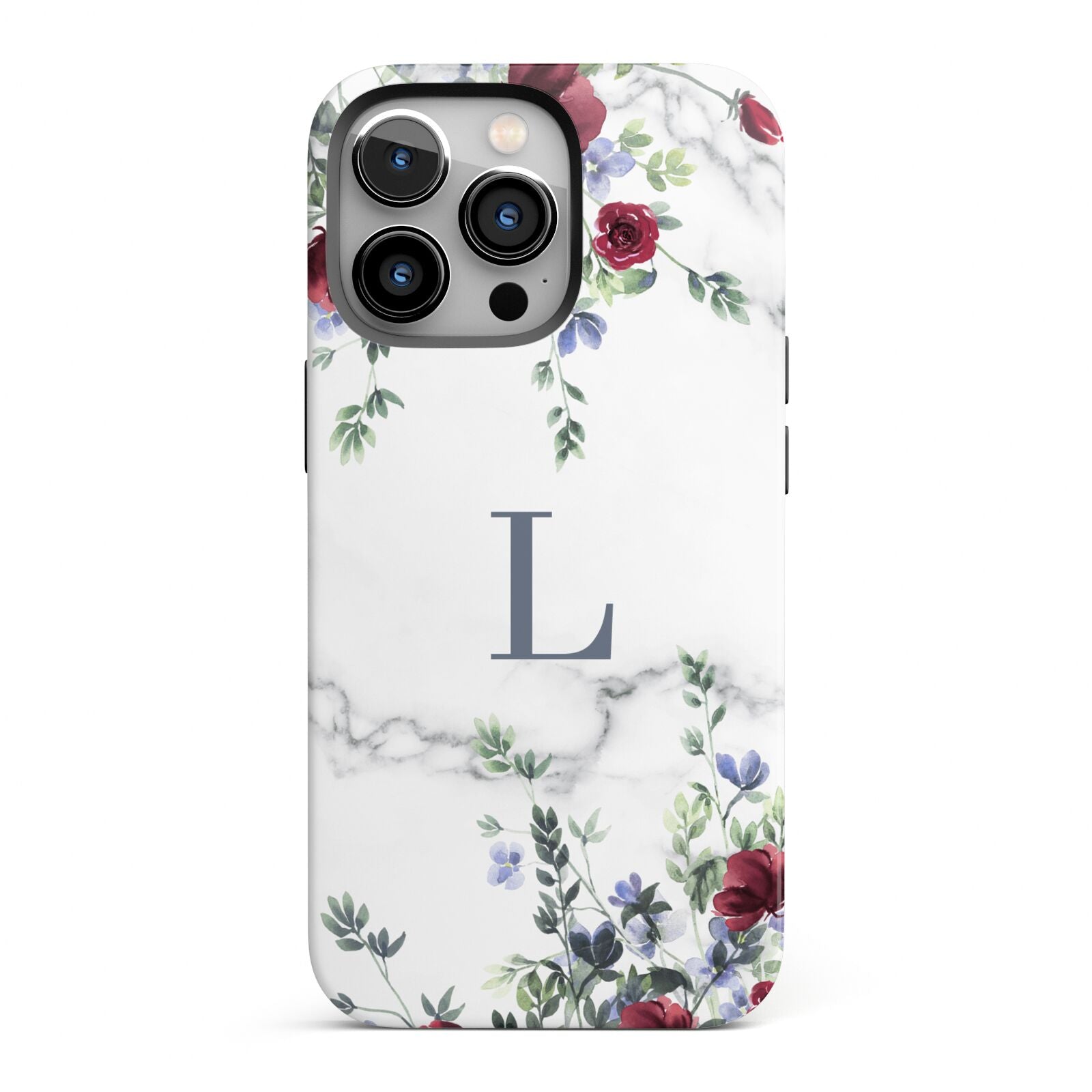 Floral Marble Monogram Personalised iPhone 13 Pro Full Wrap 3D Tough Case