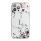 Floral Marble Monogram Personalised iPhone 13 Pro Max TPU Impact Case with Pink Edges